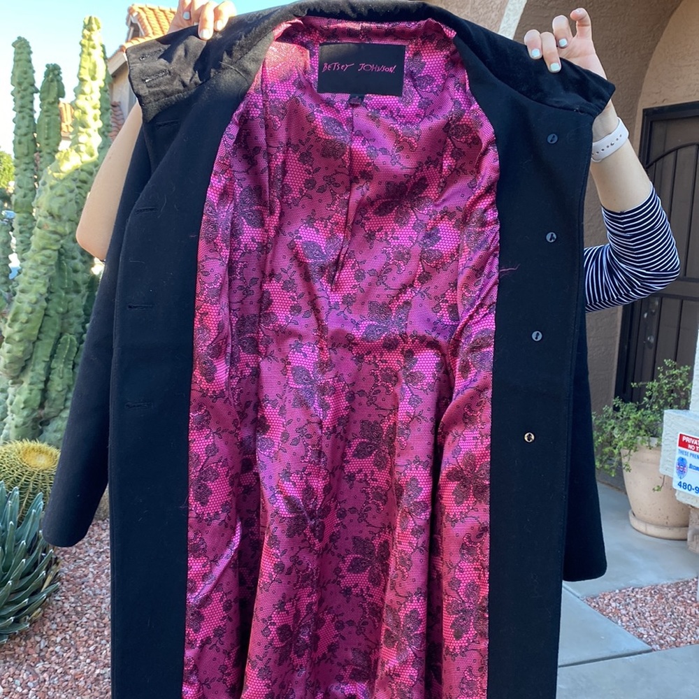 Betsey Johnson Heart Button Pea Coat - Picture 5 of 7